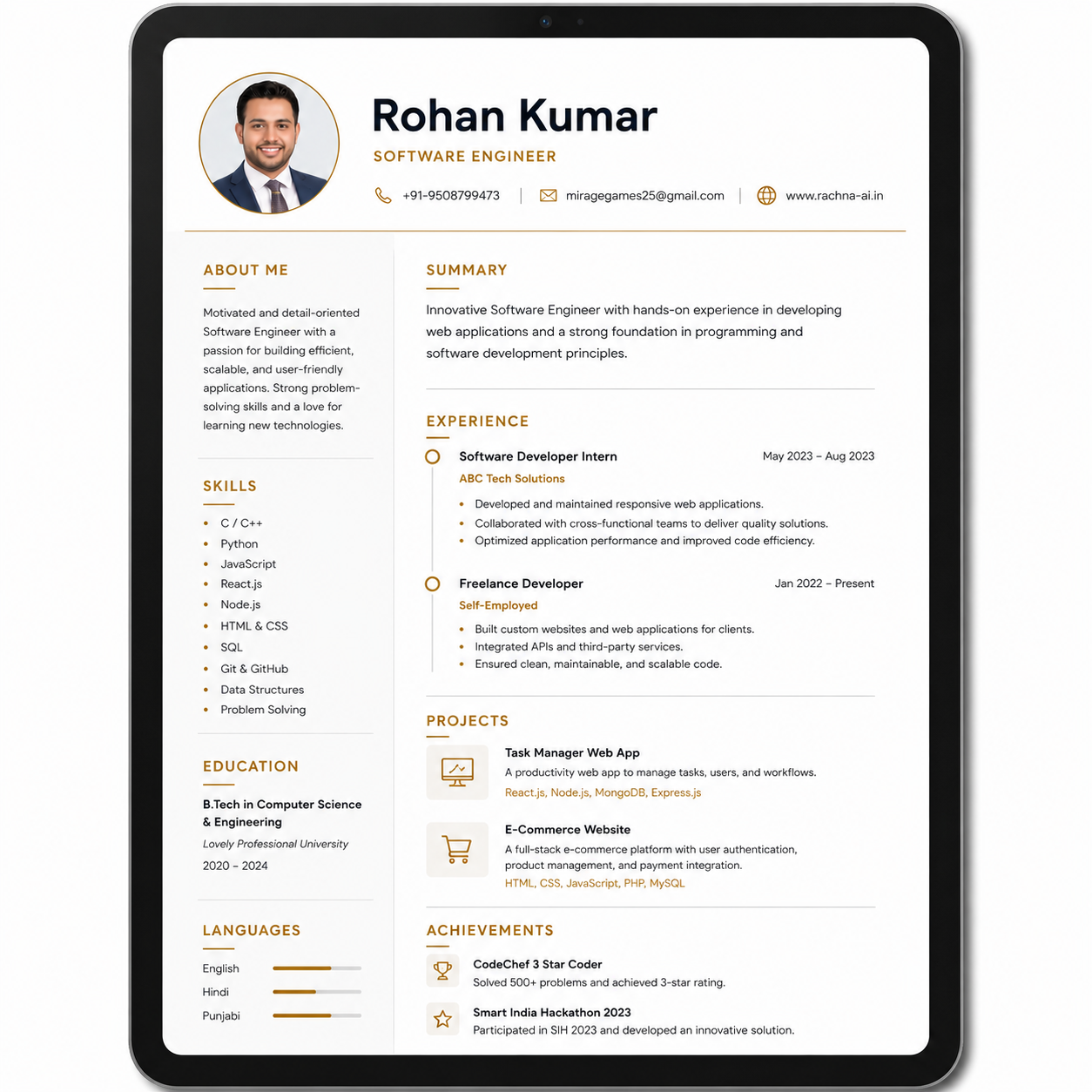 AI-generated resume sample